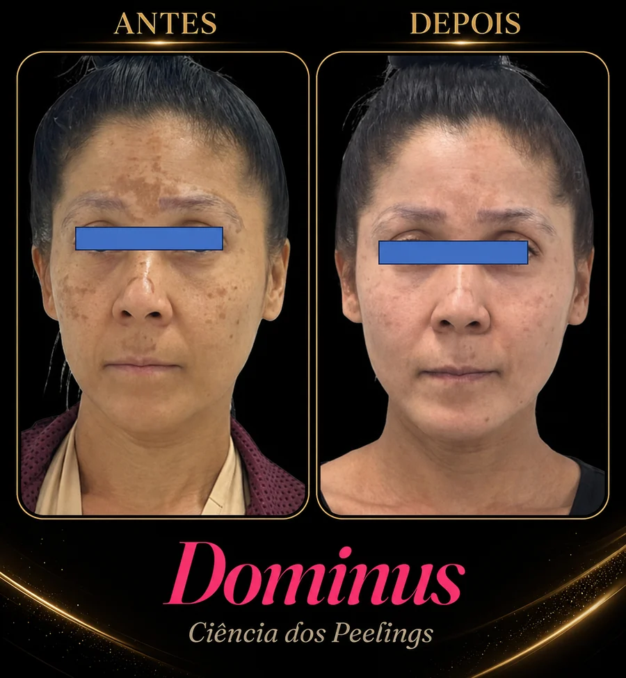 Resultado Dominus — antes e depois de melasma (caso 1)